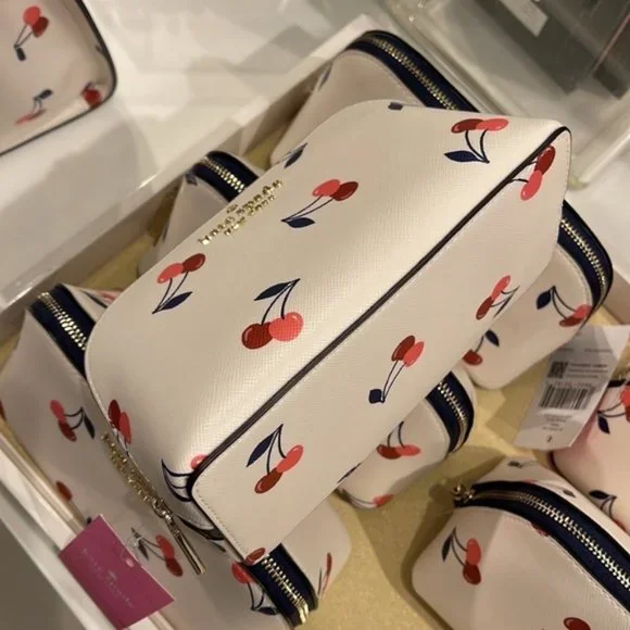 Kate Spade Dancing Cherrie Small Cosmetic Case Cream Multi - Picture 12 of 16